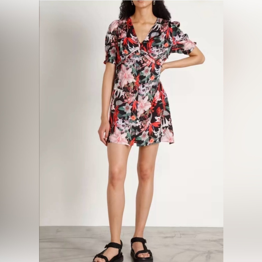 All Saints Black Demi Leondra Dress Floral Size 6